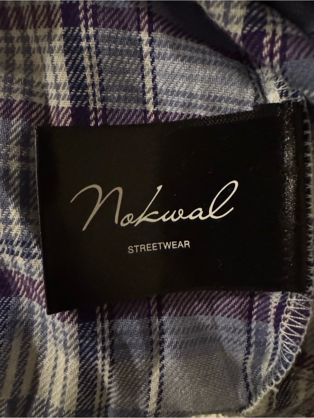 Nokwal Streetwear Plaid Button Front Shirt Purple Blue XL - Picture 3 of 8